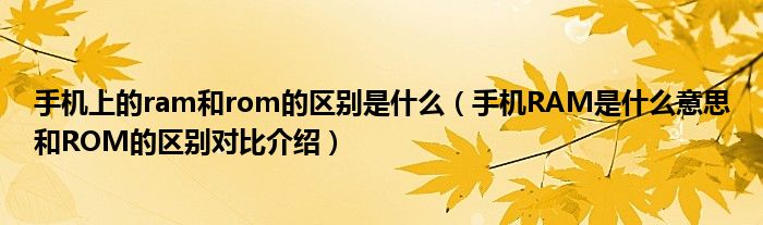 手机上的ram和rom的区别是什么(手机RAM是什么意思和ROM的区别对比介绍)