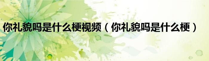 你礼貌吗是什么梗视频(你礼貌吗是什么梗)
