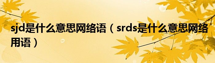 sjd是什么意思网络语(srds是什么意思网络用语)