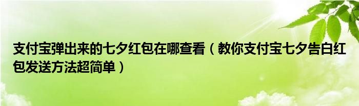 支付宝弹出来的七夕红包在哪查看(教你支付宝七夕告白红包发送方法超简单)