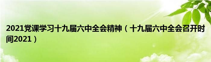 2021党课学习十九届六中全会精神(十九届六中全会召开时间2021)