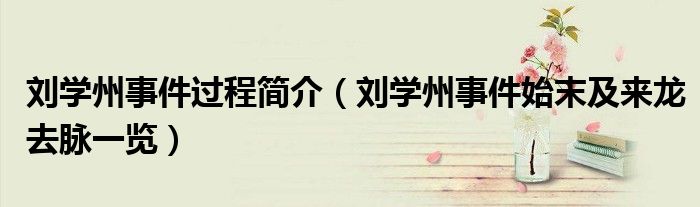 刘学州事件过程简介(刘学州事件始末及来龙去脉一览)