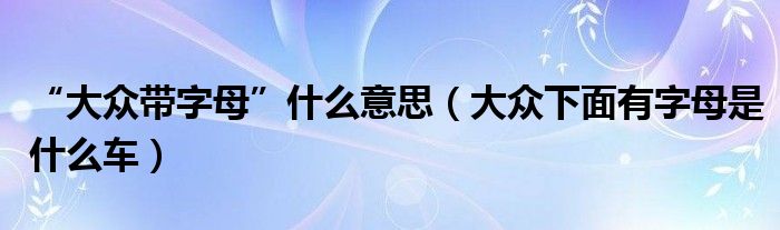 “大众带字母”什么意思(大众下面有字母是什么车)