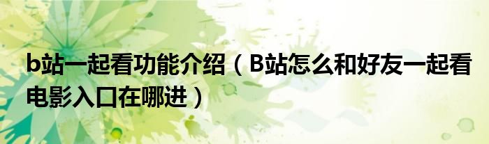 b站一起看功能介绍(B站怎么和好友一起看电影入口在哪进)