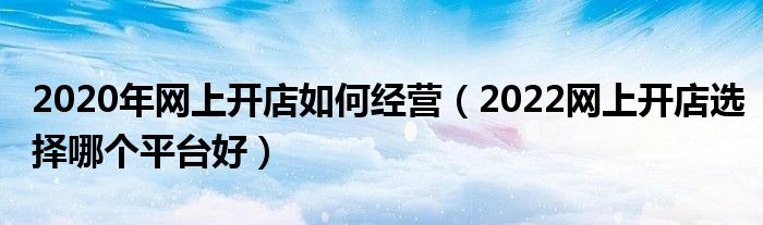 2020年网上开店如何经营(2022网上开店选择哪个平台好)