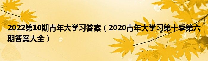 2022第10期青年大学习答案(2020青年大学习第十季第六期答案大全)