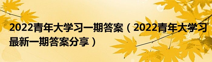 2022青年大学习一期答案(2022青年大学习最新一期答案分享)