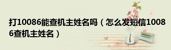 打10086能查机主姓名吗(怎么发短信10086查机主姓名)