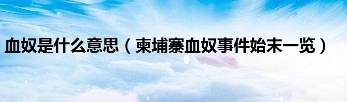 血奴是什么意思(柬埔寨血奴事件始末一览)