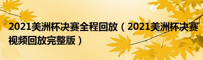 2021美洲杯决赛全程回放(2021美洲杯决赛视频回放完整版)