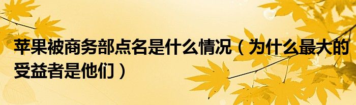 苹果被商务部点名是什么情况(为什么最大的受益者是他们)