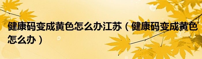 健康码变成黄色怎么办江苏(健康码变成黄色怎么办)