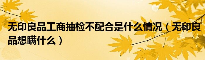 无印良品工商抽检不配合是什么情况(无印良品想瞒什么)