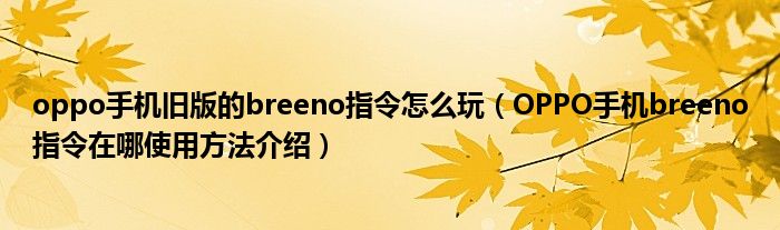 oppo手机旧版的breeno指令怎么玩(OPPO手机breeno指令在哪使用方法介绍)