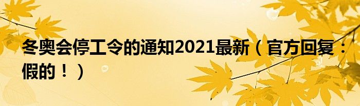 冬奥会停工令的通知2021最新(官方回复:假的!)