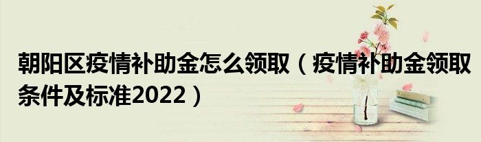 朝阳区疫情补助金怎么领取(疫情补助金领取条件及标准2022)