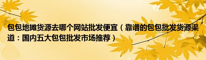 包包地摊货源去哪个网站批发便宜(靠谱的包包批发货源渠道:国内五大包包批发市场推荐)