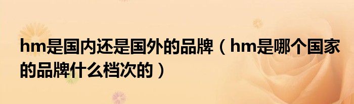 hm是国内还是国外的品牌(hm是哪个国家的品牌什么档次的)