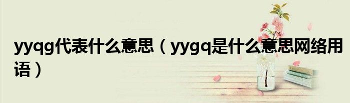 yyqg代表什么意思(yygq是什么意思网络用语)
