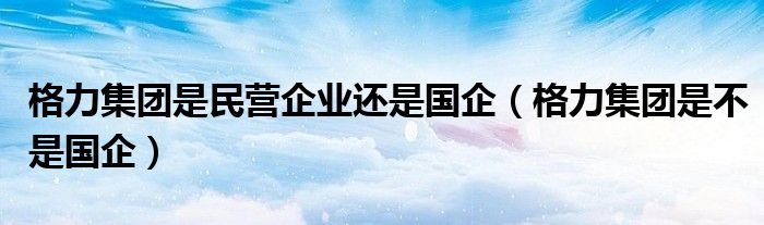 格力集团是民营企业还是国企(格力集团是不是国企)