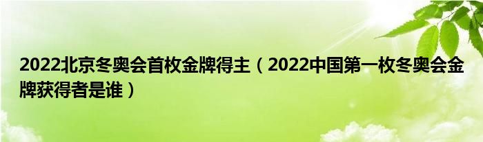 2022北京冬奥会首枚金牌得主(2022中国第一枚冬奥会金牌获得者是谁)