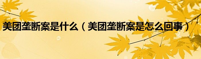 美团垄断案是什么(美团垄断案是怎么回事)