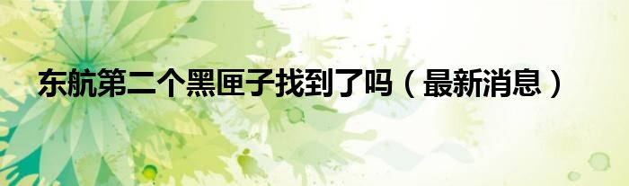 东航第二个黑匣子找到了吗(最新消息)