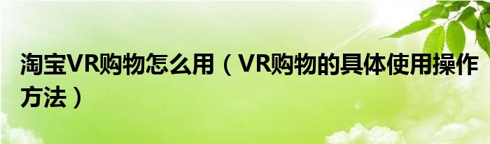 淘宝VR购物怎么用(VR购物的具体使用操作方法)