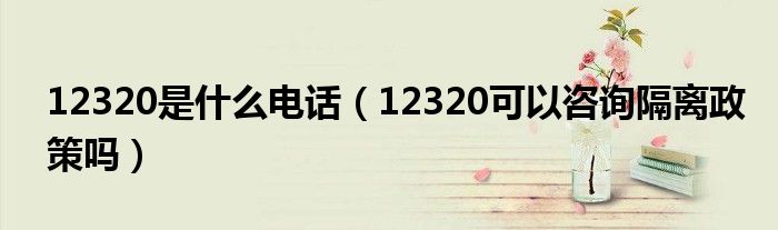 12320是什么电话(12320可以咨询隔离政策吗)