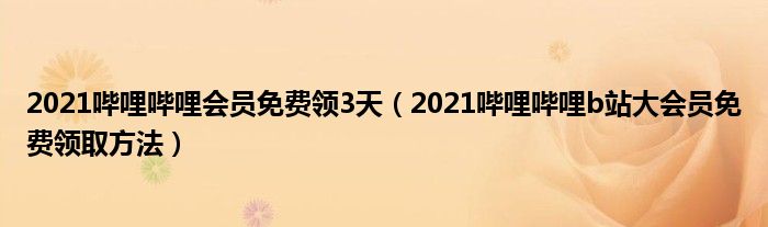 2021哔哩哔哩会员免费领3天(2021哔哩哔哩b站大会员免费领取方法)
