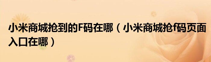 小米商城抢到的F码在哪（小米商城抢f码页面入口在哪）