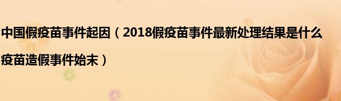 中国假疫苗事件起因(2018假疫苗事件最新处理结果是什么|疫苗造假事件始末)