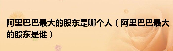 阿里巴巴最大的股东是哪个人(阿里巴巴最大的股东是谁)