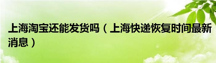 上海淘宝还能发货吗(上海快递恢复时间最新消息)