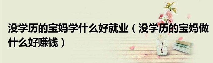 没学历的宝妈学什么好就业(没学历的宝妈做什么好赚钱)