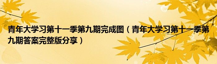 青年大学习第十一季第九期完成图(青年大学习第十一季第九期答案完整版分享)
