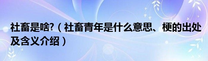 社畜是啥?(社畜青年是什么意思、梗的出处及含义介绍)