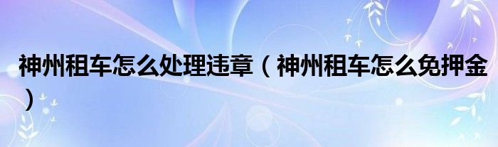 神州租车怎么处理违章(神州租车怎么免押金)