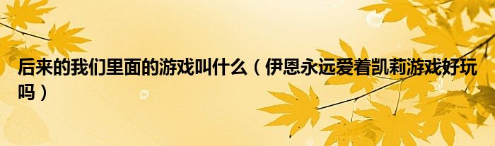 后来的我们里面的游戏叫什么(伊恩永远爱着凯莉游戏好玩吗)