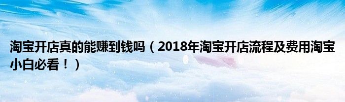 淘宝开店真的能赚到钱吗（2018年淘宝开店流程及费用淘宝小白必看！）