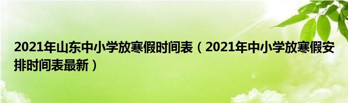 2021年山东中小学放寒假时间表(2021年中小学放寒假安排时间表最新)
