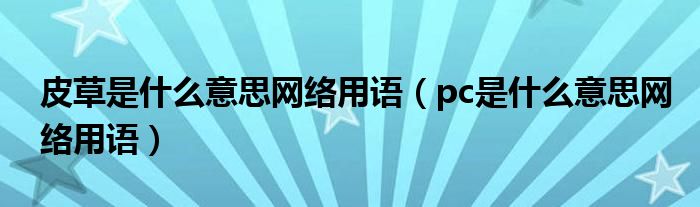 皮草是什么意思网络用语(pc是什么意思网络用语)