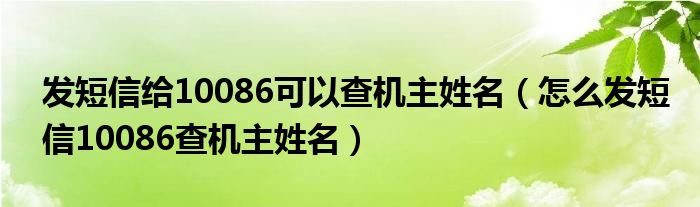 发短信给10086可以查机主姓名(怎么发短信10086查机主姓名)
