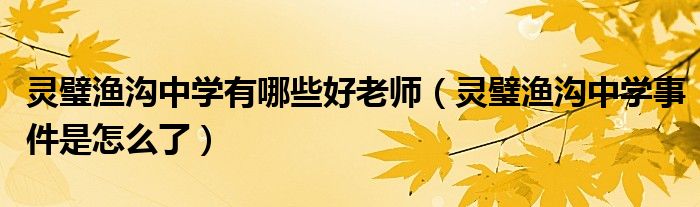 灵璧渔沟中学有哪些好老师(灵璧渔沟中学事件是怎么了)