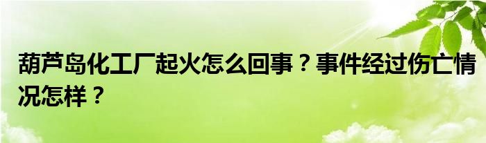 葫芦岛化工厂起火怎么回事？事件经过伤亡情况怎样？