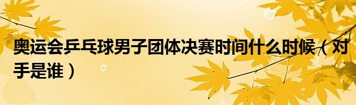 奥运会乒乓球男子团体决赛时间什么时候(对手是谁)