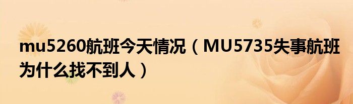 mu5260航班今天情况(MU5735失事航班为什么找不到人)