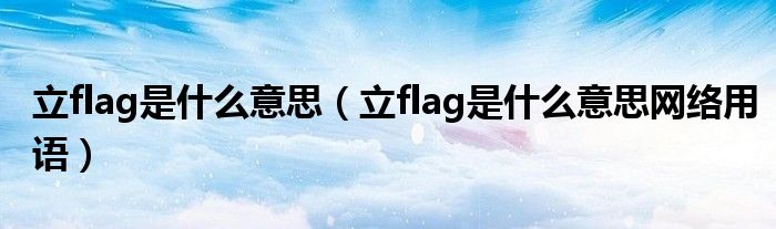 立flag是什么意思(立flag是什么意思网络用语)