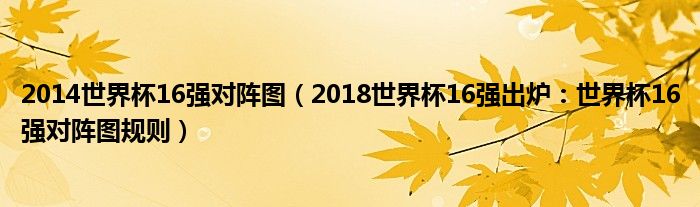 2014世界杯16强对阵图(2018世界杯16强出炉:世界杯16强对阵图规则)
