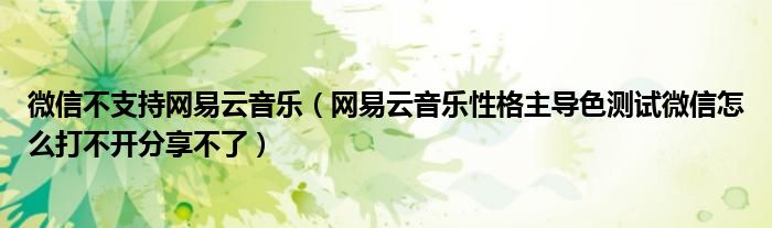 微信不支持网易云音乐(网易云音乐性格主导色测试微信怎么打不开分享不了)